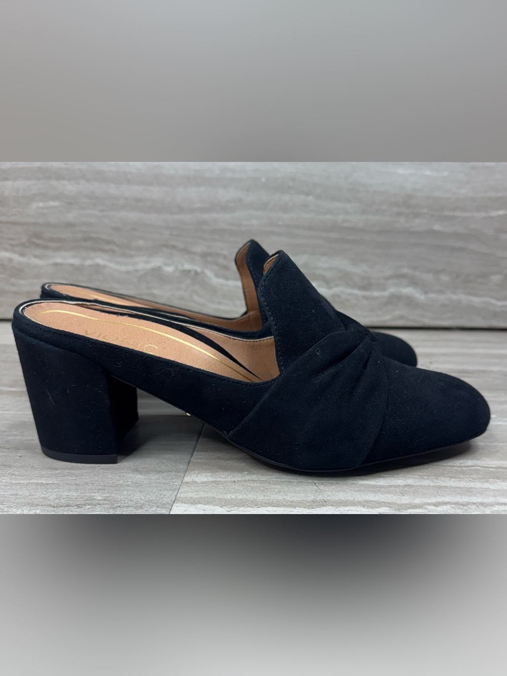 Vionic Presley Black Suede Knotted Mule Heels Womens Size 7 - Picture 12 of 12